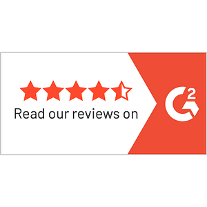 G2 review badge with four and a half stars inviting readers to read reviews