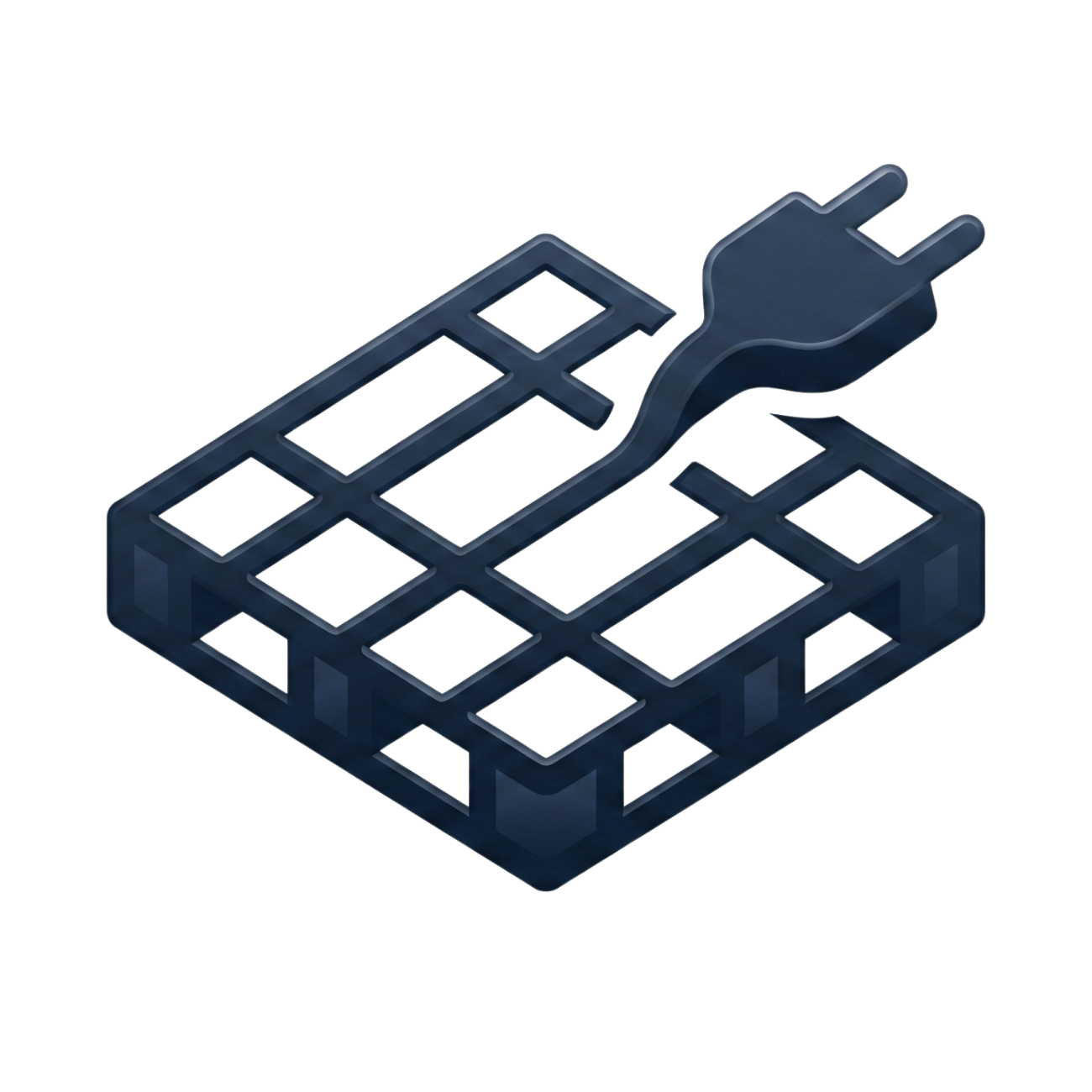 Icon of a pallet with a power plug representing an api first wms