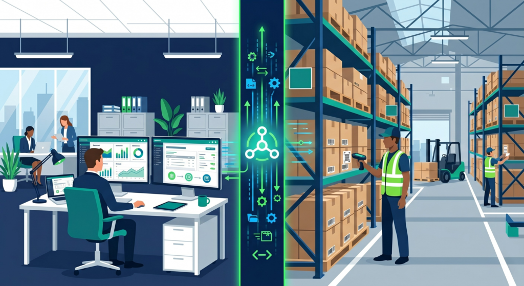 ERP vs WMS: What's the Difference and Which Do You Need? Hero Image Graphic