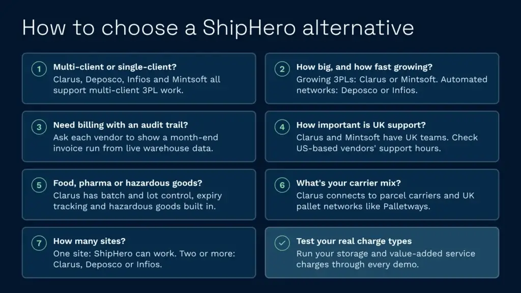 How to choose a shiphero alternative checklist infographic
