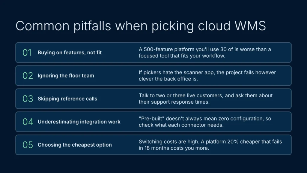 Common pitfalls when picking cloud wms software